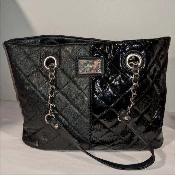 Nine West Black Quilted Tote Bag - Picture 1 of 3